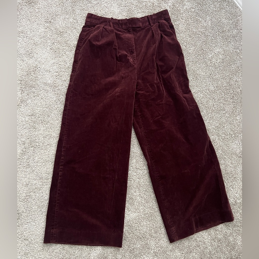 Banana Republic Rivoli Corduroy Pants Size 16 Burgundy Wide Leg High Rise